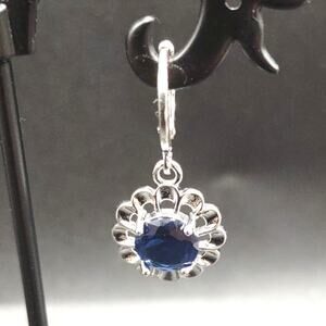 925 Silver Blue Flower Earrings Lab Sapphire BOHO Anniversary Birthday Fashion